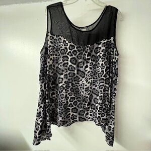 DoubleTake Womens Sleeveless Camisole Top, Sheer shoulders, Animal Print Size 1X
